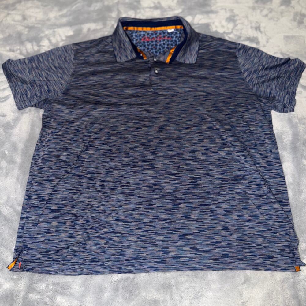Robert Graham Polo Shirt Men’s XL Short Sleeve Blue Striped Performance